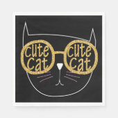 Schattigee Kattenbril Graphic Gold Glitter Kat Gez Servet (Voorkant)