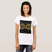 Schattigee Kattenbril Graphic Gold Glitter Kat Gez T-shirt (Voorkant volledig)