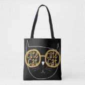 Schattigee Kattenbril Graphic Gold Glitter Kat Gez Tote Bag (Voorkant)