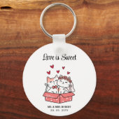 Schattigee Kattenbruid en bruidegom Bruiloftsgesch Sleutelhanger (Voorkant)