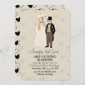 Schattigee kattenbruid en bruidegom trouwuitnodigi kaart (Voorkant / Achterkant)