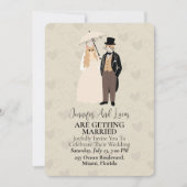 Schattigee kattenbruid en bruidegom trouwuitnodigi kaart (Voorkant)