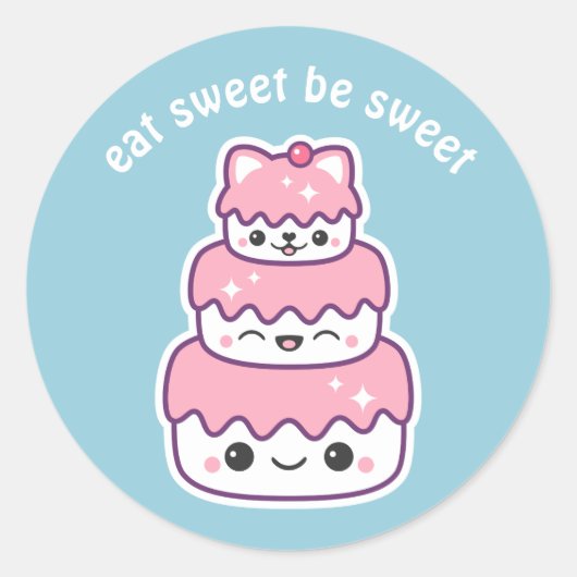 Schattigee kattencake ronde sticker (Voorkant)