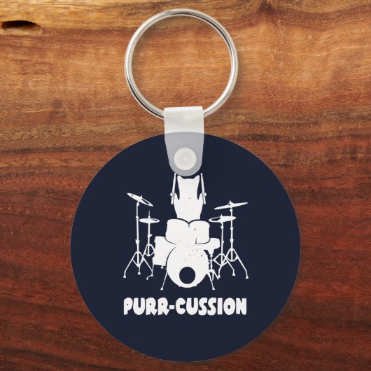 Schattigee kattendrummer Spint Cussion Funny Sleutelhanger (Voorkant)