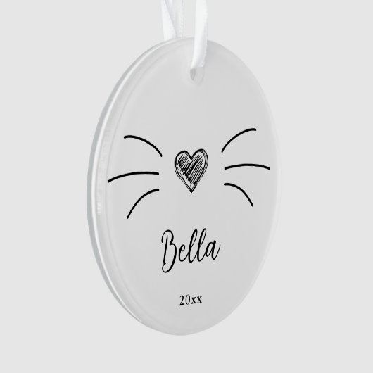 Schattigee kattenfoto Witte Ornament Whiskers (voorkant)