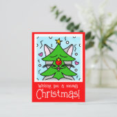 Schattigee Kattengezicht Kerstboom Feestdagenkaart (Staand voorkant)