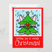 Schattigee Kattengezicht Kerstboom Feestdagenkaart (Voorkant / Achterkant)