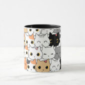 Schattigee Kattengezichten - Kawaii Pattern Mok (Midden)