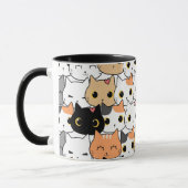 Schattigee Kattengezichten - Kawaii Pattern Mok (Links)