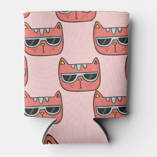 Schattigee kattengezichten, naadloos patroon. blikjeskoeler (Voorkant)