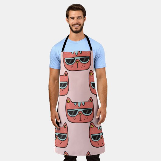 Schattigee kattengezichten, naadloos patroon. schort (Gedragen)