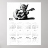 Schattigee kattengitarist draagt sjaal 2025 poster (Voorkant)