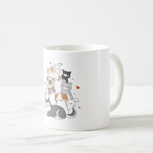 SCHATTIGEE KATTENGROEP | CAT LOVERS DESIGN KOOP NU KOFFIEMOK (Voorkant rechts)