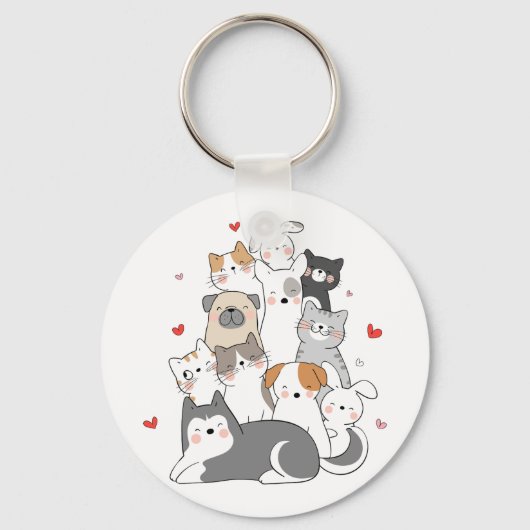 SCHATTIGEE KATTENGROEP | CAT LOVERS DESIGN KOOP NU SLEUTELHANGER (Voorkant)