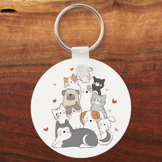 SCHATTIGEE KATTENGROEP | CAT LOVERS DESIGN KOOP NU SLEUTELHANGER (Voorkant)