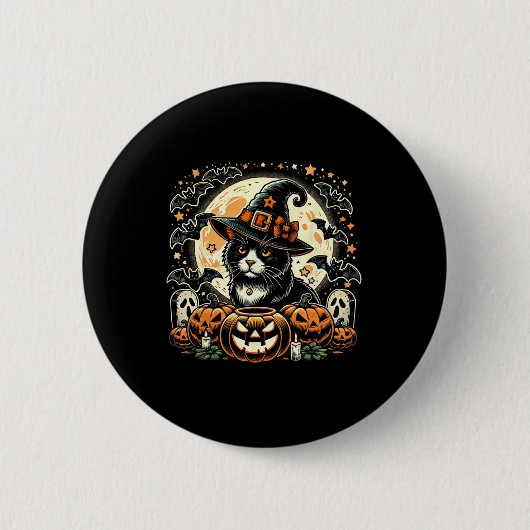 Schattigee Kattenheks Halloween - Spooky Pumpkin A Ronde Button 5,7 Cm (Voorkant)