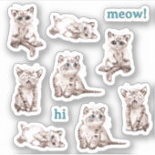 Schattigee Kattenillustratie Aangepaste Stickers (Voorkant)