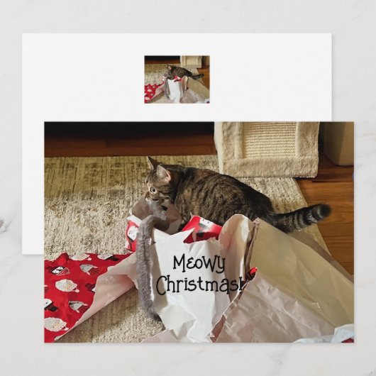 Schattigee kattenkerst, genieten van cadeau vakant feestdagenkaart (Voorkant / Achterkant)