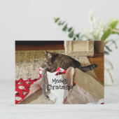 Schattigee kattenkerst, genieten van cadeau vakant feestdagenkaart (Staand voorkant)