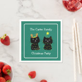 Schattigee Kattenkerst Gepersonaliseerde Groene Pa Servet (Insitu)