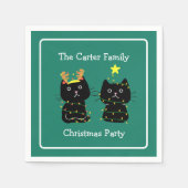 Schattigee Kattenkerst Gepersonaliseerde Groene Pa Servet (Voorkant)