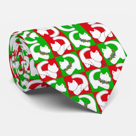 Schattigee kattenkerstverlichting stropdas (Opgerold)