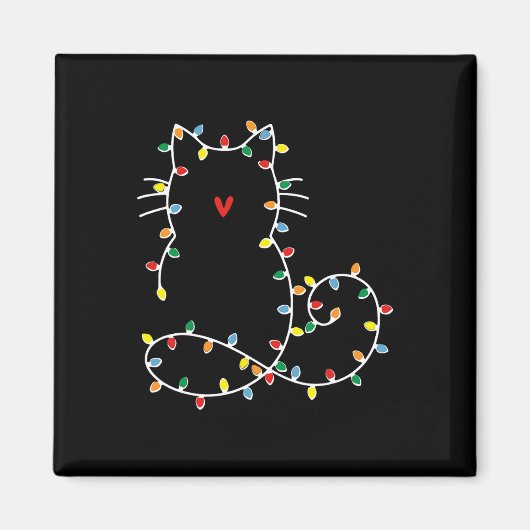 Schattigee Kattenkerstverlichting Vrolijk kerstcad Magneet (Voorkant)