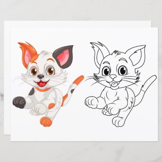 Schattigee kattenkleurplaat (Voorkant / Achterkant)