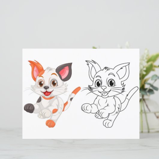 Schattigee kattenkleurplaat (Staand voorkant)