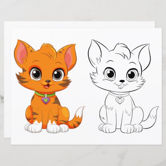 Schattigee kattenkleurplaat (Voorkant / Achterkant)