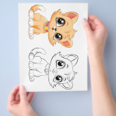 Schattigee kattenkleurplaat flyer (Hand)