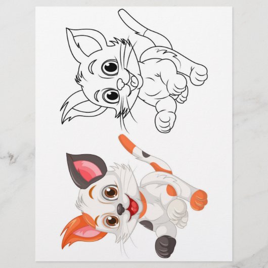 Schattigee kattenkleurplaat flyer (Voorkant)