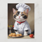 Schattigee kattenkok met Pasta Funny Cooking Briefkaart (Voorkant)