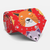 Schattigee Kattenkoppen 01.Red BG Stropdas (Opgerold)