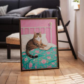 Schattigee kattenlezing in bed Wall Art Poster Pri