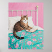 Schattigee kattenlezing in bed Wall Art Poster Pri (Voorkant)