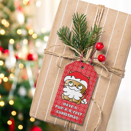 Schattigee Kattenliefhebber Kerst Cartoon Grappig Cadeaulabel
