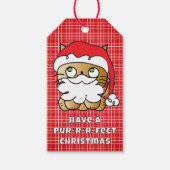 Schattigee Kattenliefhebber Kerst Cartoon Grappig Cadeaulabel (Voorkant)
