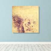 Schattigee kattenliefhebber potlood schets grijs t canvas afdruk (Insitu (Houten vloer))