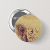 Schattigee kattenliefhebber potlood schets grijs t ronde button 5,7 cm (Voorkant /achterkant)