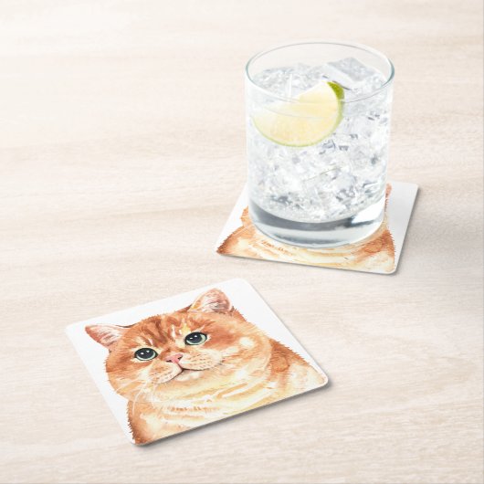 Schattigee Kattenliefhebber Sinaasappel Tabby Kitt Kartonnen Onderzetters (Insitu)