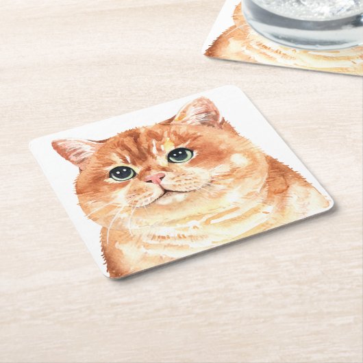 Schattigee Kattenliefhebber Sinaasappel Tabby Kitt Kartonnen Onderzetters (Schuin)