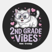 Schattigee kattenliefhebber tweede klas vibes teru ronde sticker (Voorkant)