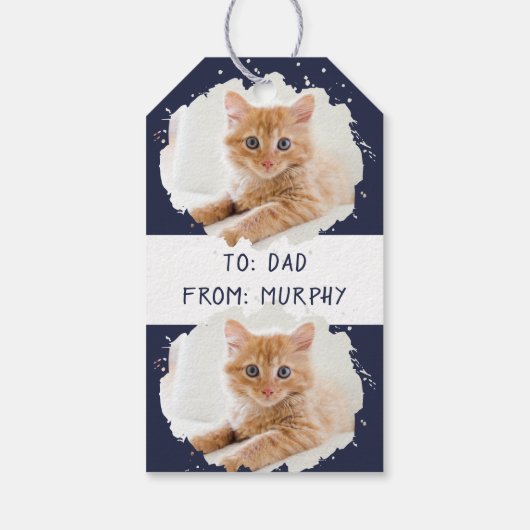 Schattigee kattenliefhebbers gepersonaliseerd foto cadeaulabel (Achterkant)