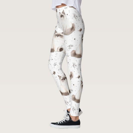 Schattigee Kattenliefhebbers Gift Waterverf Ragdol Leggings (Links)