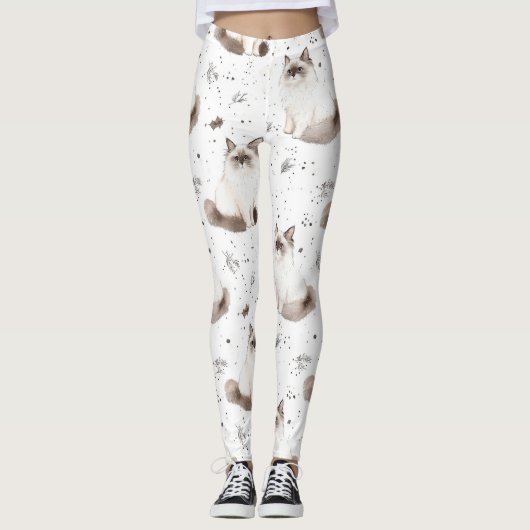 Schattigee Kattenliefhebbers Gift Waterverf Ragdol Leggings (Voorkant)