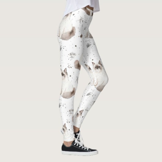 Schattigee Kattenliefhebbers Gift Waterverf Ragdol Leggings (Rechts)