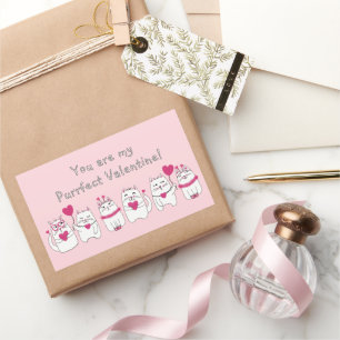 Schattigee kattenliefhebbers Valentijnsdag Roze Rechthoekige Sticker