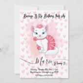Schattigee kattenmeisje verjaardagsuitnodiging. kaart (Voorkant)
