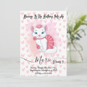Schattigee kattenmeisje verjaardagsuitnodiging. kaart (Staand voorkant)